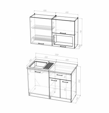 Кухонный гарнитур Кира лайт 1200 мм (Герда) в Ивделе - ivdel.mebel-e96.ru