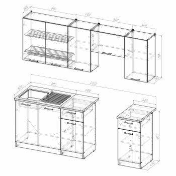 Кухонный гарнитур Кира компакт 2200 мм (Герда) в Ивделе - ivdel.mebel-e96.ru