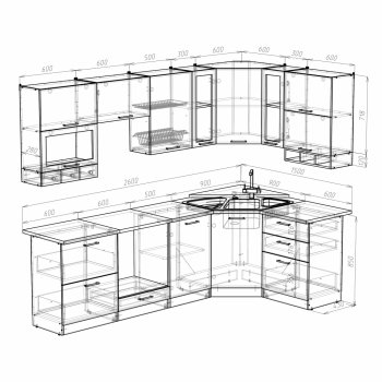 Кухонный гарнитур Кира гранд оптима 2600х1500 мм (Герда) в Ивделе - ivdel.mebel-e96.ru