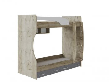 Кровать двухъярусная Колибри Лофт крафт серый (Текс) в Ивделе - ivdel.mebel-e96.ru