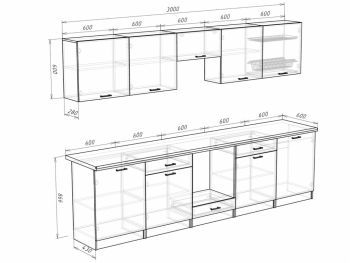 Кухонный гарнитур 3000 мм Кремона (Росток) в Ивделе - ivdel.mebel-e96.ru