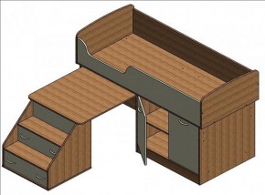 Кровать-чердак Дюймовочка-2 Дуб молочный/орех в Ивделе - ivdel.mebel-e96.ru