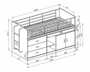 Кровать-чердак Дюймовочка-6  Белый/Голубой в Ивделе - ivdel.mebel-e96.ru