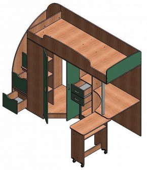 Кровать-чердак Теремок-1 Гранд  Дуб молочный/Голубой в Ивделе - ivdel.mebel-e96.ru