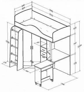 Кровать-чердак Теремок-1 Дуб молочный/Розовый в Ивделе - ivdel.mebel-e96.ru