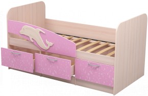 Кровать Дельфин 1,6 (Дуб молочный/фасад - Ламарти розовый) в Ивделе - ivdel.mebel-e96.ru