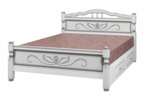 Кровать из массива Карина-5 с 2 ящиками Белый Жемчуг (БМ) в Ивделе - ivdel.mebel-e96.ru