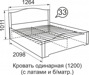 Кровать с латами Виктория 1200*2000 в Ивделе - ivdel.mebel-e96.ru