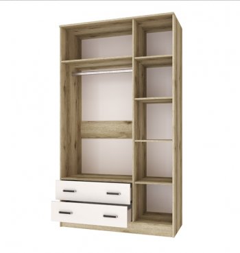Шкаф Лагуна с антресолью делано/белый (Текс) в Ивделе - ivdel.mebel-e96.ru