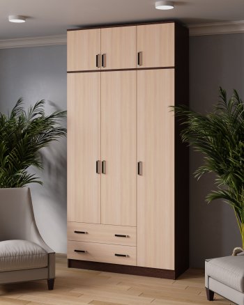 Шкаф Лагуна с антресолью венге/дуб (Текс) в Ивделе - ivdel.mebel-e96.ru
