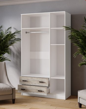 Шкаф Лагуна с антресолью с зеркалом дуб юкон (Текс) в Ивделе - ivdel.mebel-e96.ru