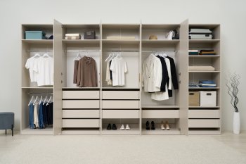 Гардеробная/шкаф 4000 мм Ларго №4 Кашемир (Миф) в Ивделе - ivdel.mebel-e96.ru