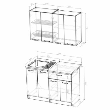 Кухонный гарнитур Лариса лайт 1 1200 мм (Герда) в Ивделе - ivdel.mebel-e96.ru