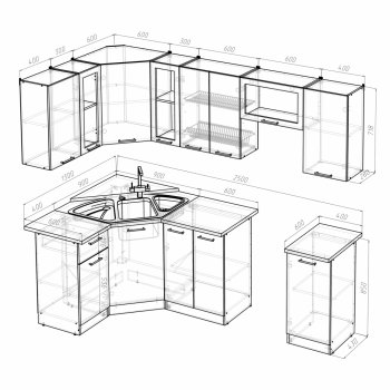 Кухонный гарнитур Лариса оптима 1 1300х2500 мм (Герда) в Ивделе - ivdel.mebel-e96.ru