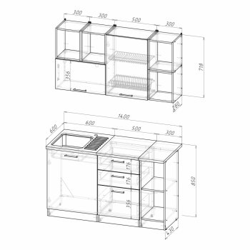 Кухонный гарнитур Лариса медиум 3 1400 мм (Герда) в Ивделе - ivdel.mebel-e96.ru