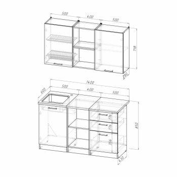 Кухонный гарнитур Лариса медиум 4 1400 мм (Герда) в Ивделе - ivdel.mebel-e96.ru