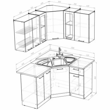 Кухонный гарнитур Лариса оптима 2 1500х1300 мм (Герда) в Ивделе - ivdel.mebel-e96.ru