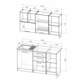 Кухонный гарнитур Лариса нормал 3 1500 мм (Герда) в Ивделе - ivdel.mebel-e96.ru