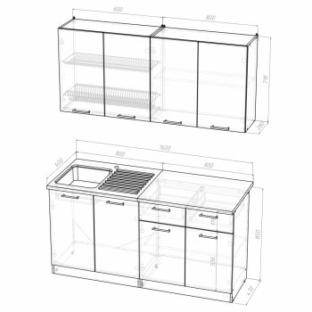 Кухонный гарнитур Лариса стандарт 2 1600 мм (Герда) в Ивделе - ivdel.mebel-e96.ru