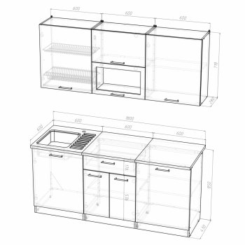 Кухонный гарнитур Лариса макси 1 1800 мм (Герда) в Ивделе - ivdel.mebel-e96.ru