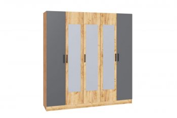 Шкаф 2000 мм Ларс крафт/графит (Микон) в Ивделе - ivdel.mebel-e96.ru