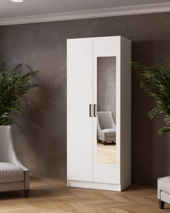 Шкаф 800 мм Ларс с зеркалом белый (Микон) в Ивделе - ivdel.mebel-e96.ru