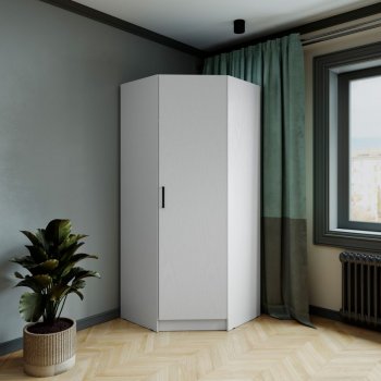 Шкаф угловой Ларс (угол скос), Белый (Микон) в Ивделе - ivdel.mebel-e96.ru