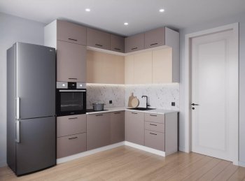 Кухонный гарнитур угловой Латте 2200*1700 мм (Санвут) в Ивделе - ivdel.mebel-e96.ru