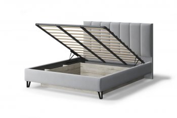 Кровать с ПМ Лаура мягкая Stone (серый), 1600 (МЛК) в Ивделе - ivdel.mebel-e96.ru