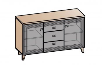 Комод 2дв, 3ящ Лежер КМ-3103 дуб серый/холст вулканический(СанТан) в Ивделе - ivdel.mebel-e96.ru