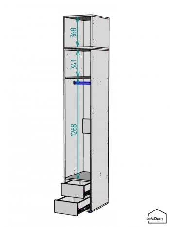 Шкаф с антресолью 400 мм Linnea MHR-1A-3 2450х400х510 (ДВ-М 11.1.25) в Ивделе - ivdel.mebel-e96.ru