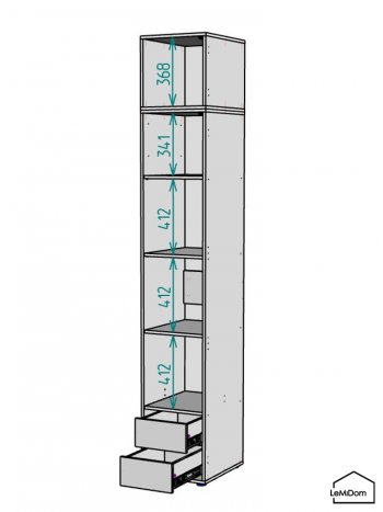 Шкаф с антресолью 400 мм Linnea MHR-1A-4 2450х400х510 (Графит-М 11.1.25) в Ивделе - ivdel.mebel-e96.ru