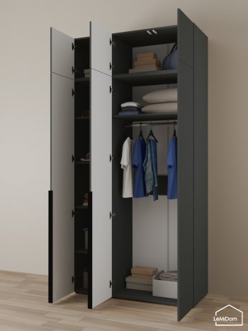 Шкаф с антресолью 1200 мм Linnea MHR-3A-1 2450х1200х510 (Графит-М 11.1.25) в Ивделе - ivdel.mebel-e96.ru