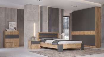 Спальный гарнитур Ленора вотан/графит, модульный (Лин) в Ивделе - ivdel.mebel-e96.ru