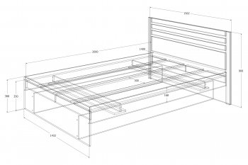 Кровать двуспальная Лиана графит (Зарон) в Ивделе - ivdel.mebel-e96.ru