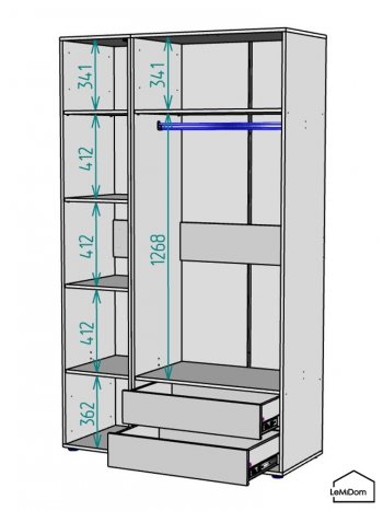 Шкаф Linnea MHR-3-2 2050х1200х510 (Графит-М 11.1.25) в Ивделе - ivdel.mebel-e96.ru