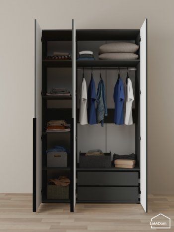 Шкаф Linnea MHR-3-2 2050х1200х510 (Графит-М 11.1.25) в Ивделе - ivdel.mebel-e96.ru