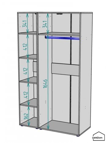 Шкаф Linnea MHR-3-1 2050х1200х510 (Белый-М 11.1.1) в Ивделе - ivdel.mebel-e96.ru