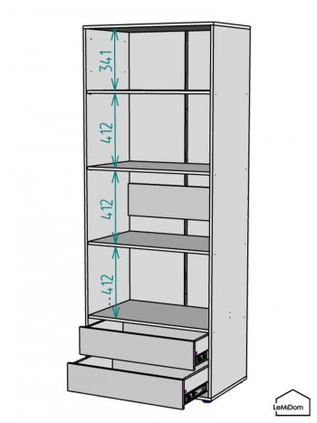 Шкаф Linnea MHR-2-4 2050х800х510 (ДВ-М 11.1.25) (1) в Ивделе - ivdel.mebel-e96.ru