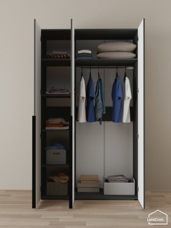 Шкаф Linnea MHR-3-1 2050х1200х510 (Графит-М 11.1.25) в Ивделе - ivdel.mebel-e96.ru