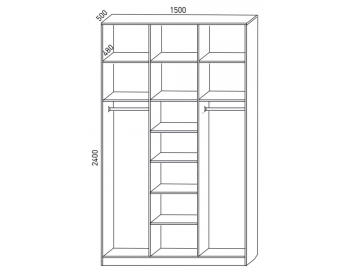 Шкаф распашной 1500 мм М6-3.4 П+Б+П 150 + антресоль (М6) в Ивделе - ivdel.mebel-e96.ru