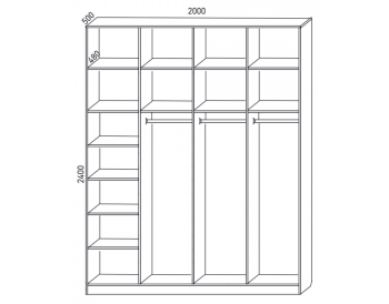 Шкаф распашной 2000 мм М6-4.6 Б+П+П+П 200 + антресоль (М6) в Ивделе - ivdel.mebel-e96.ru