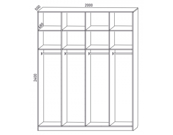 Шкаф распашной 2000 мм  М6-4.1.1 П+П+П+П 200 + антресоль (М6) в Ивделе - ivdel.mebel-e96.ru