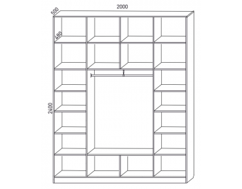 Шкаф распашной 2000 мм М6-4.2 Б+П+Б 200 + антресоль (М6) в Ивделе - ivdel.mebel-e96.ru