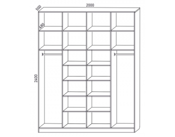 Шкаф распашной 2000 мм М6-4.3 П+Б+Б+П + антресоль (М6) в Ивделе - ivdel.mebel-e96.ru