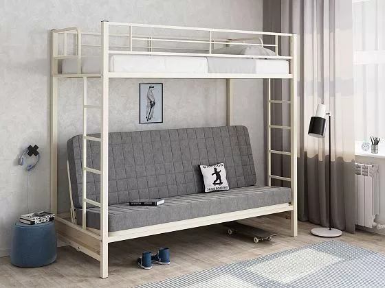 Кровать двухъярусная с диваном Мадлен (велюр) (ФМ) в Ивделе - ivdel.mebel-e96.ru