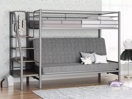 Кровать двухъярусная с диваном Мадлен-3 (велюр) (ФМ) в Ивделе - ivdel.mebel-e96.ru