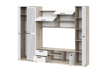 Стенка Марта-12 дуб крафт серый/белый (ИЦ) в Ивделе - ivdel.mebel-e96.ru