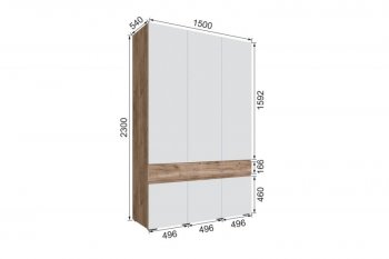 Шкаф 1500 мм Мерида крафт табачный/белый (Микон) в Ивделе - ivdel.mebel-e96.ru