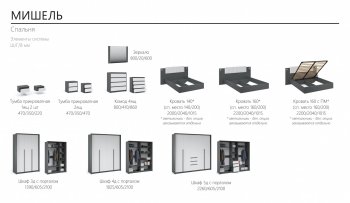 Спальный гарнитур Мишель модульный Антрацит (Имп) в Ивделе - ivdel.mebel-e96.ru